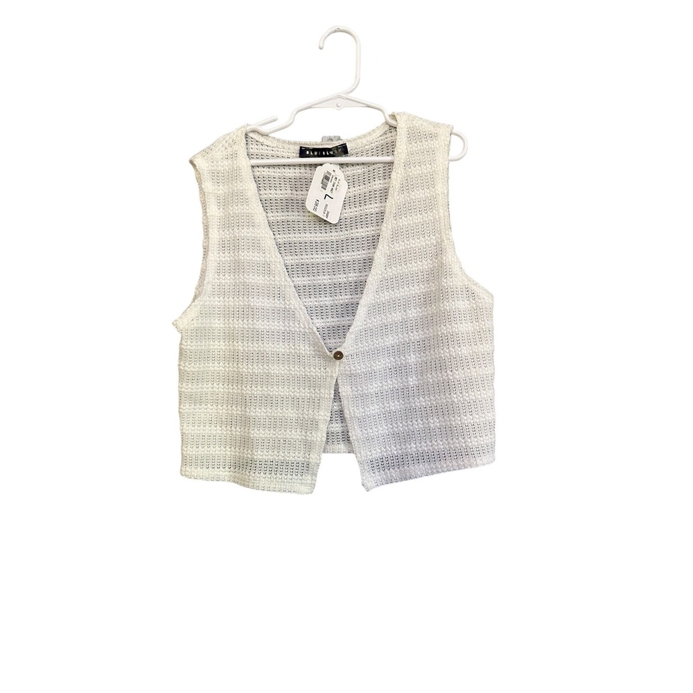 Blue Blush Knit Ivory Cardigan Vest Womens Juniors Large NWT